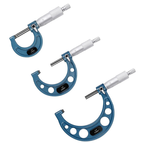0-3" Outside Micrometer Set - Premium Precision Machinist Tools with 0.0001" Accuracy, 3Pcs