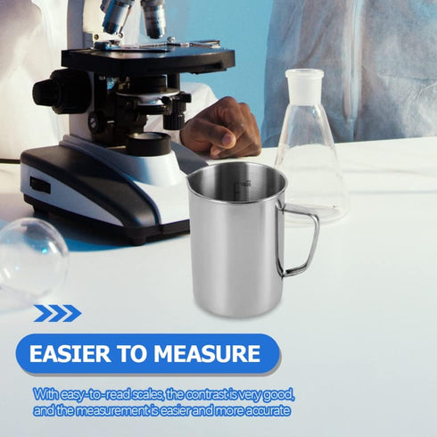 Hemobllo Stainless Steel Beaker, Lab Graduated Beaker with Handle for Liquids and Solids, Scientific Laboratory Supplies