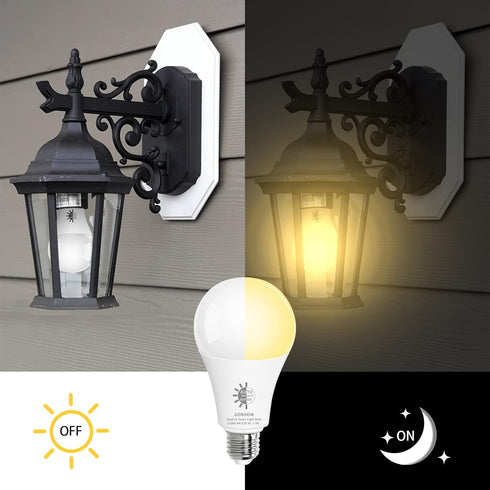 8 Pack Dusk to Dawn Light Bulbs Outdoor, 2700K Warm White, 9W (60W Equivalent) A19 E26 Automatic On/Off