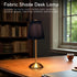 HPUFKOT 3-Color LED Metal Table Lamp -Fabric Shade Desk Lamp, LED Desk Lamp for Bedroom Nightstand,Patio Table