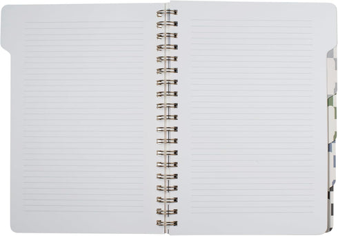 Fringe Studio Large Tab Notebook, Neutral Checks, Flexible Paperback Cover, 5 Subject, 180 Lined Pages, 7.25" x 10"