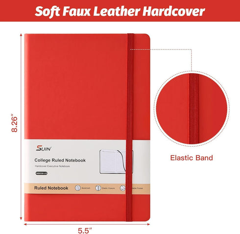 SUIN Hardcover Journal Notebooks - 6 Packs A5 Lined Journals, 200 Pages, 8.2 x 5.5 inch, Classic Ruled Notebooks