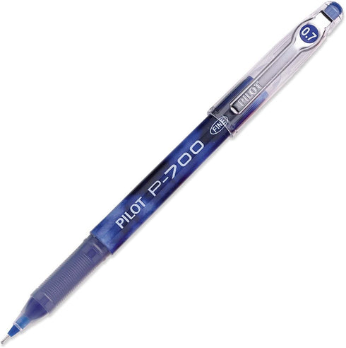Pilot P-700 Rollerball Stick Gel Pen - 6 Black & 6 Blue Pens, 12 PACK