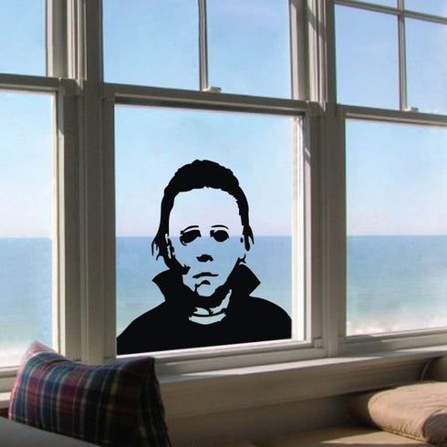 Michael Myers Halloween Holiday Decals, Funny Horror Living Room Sticker for Door, Window, Mirror Vinyl Art