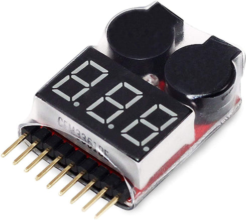 5PCS 2in1 1-8s Lipo Battery Voltage Tester, RC Low Voltage Buzzer Alarm for 1-8s Lipo/Li-ion/LiMn/Li-Fe