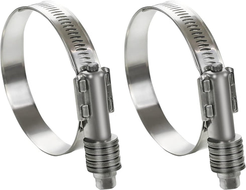 2 Pack Heavy Duty Worm Hose Clamp, Adjustable Range 2 1/4"-3 1/8" 304 Stainless Steel for Plumbing