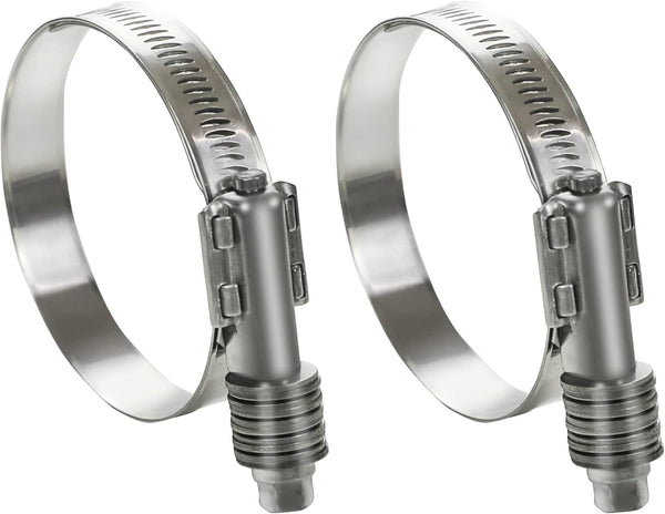 2 Pack Heavy Duty Worm Hose Clamp, Adjustable Range 2 1/4"-3 1/8" 304 Stainless Steel for Plumbing