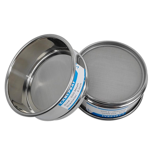 500 Mesh Lab Sieves, 4" Diameter, 304 Stainless Steel Wire Cloth Test Sieve for Industrial Laboratory Home