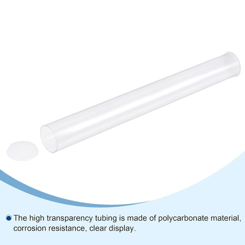 MECCANIXITY Clear Storage Tube, Small Plastic Round Tubing with Caps, Rigid Bottle Container 26x28x300mm/12 Inch for