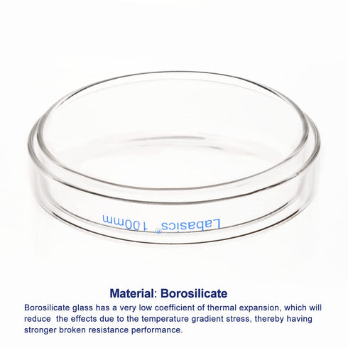 10pk Glass Petri Dishes - 100x20 mm Autoclavable Borosilicate Glass Cell Culture Dishes with Clear Lid