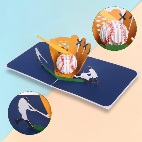 CUTE POPUP Baseball Pop Up Card, Premium Italian Paper Handcrafted Gift for Family and Friends