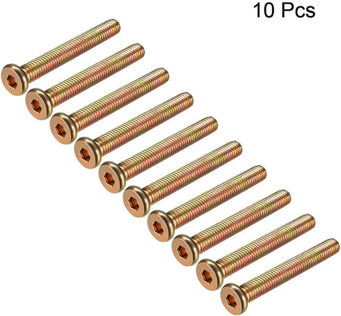 uxcell M8x60mm Furniture Screw, Hex Socket Machine Screws, Zinc Plated Fasteners Bolts Full Thread Carbon Steel (10Pcs)