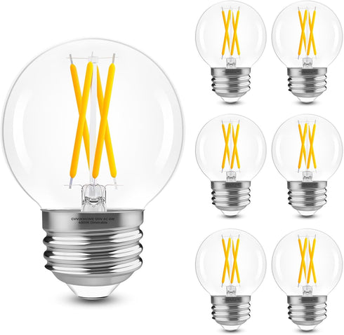 GvvooHome E26 G16.5 Edison LED Bulb, Dimmable 6W 60W Equivalent, 4000K Neutral