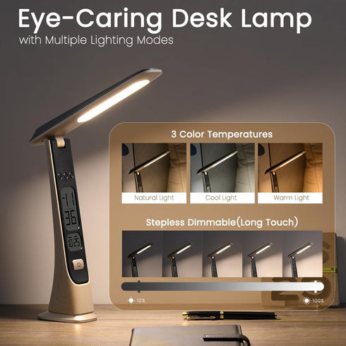 WILIT Rechargeable Lamps Cordless Table Lamp, Foldable Portable Desk Lamp, Battery Operated Lights with Stepless
