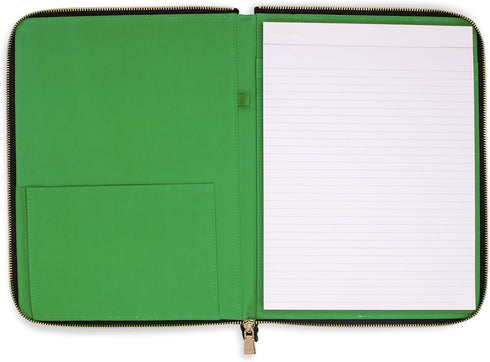 Kate Spade New York Vegan Leather Padfolio, Zipper Portfolio with 8.5" x 11" Writing Pad, Modern Leopard Organizer
