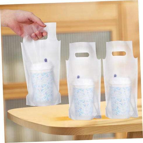500pcs Beverage Carrier Bags for Takeout Drinks Portable Handle Bags for Coffee Juice and Milk Tea Convenient Storage