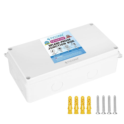 TICONN Electrical Junction Box, IP65 Splash-proof ABS Plastic Project Box Electrical Enclosure, 7.9" 3.9" 2.8"