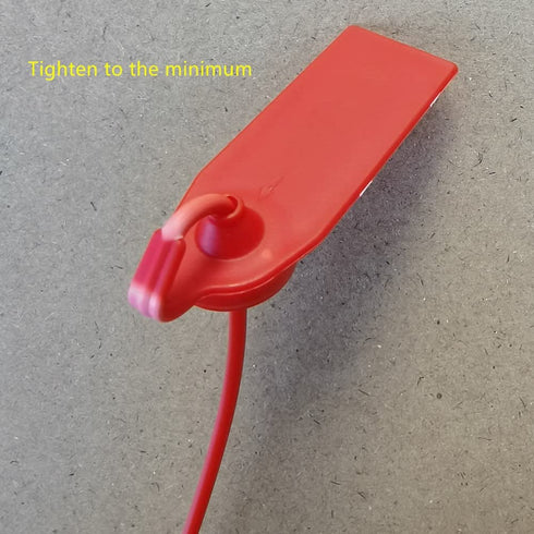 Middle Duty Security Plastic Seal with Metal Insert - 11 Inch Length, Numbered, Red Color, Package of 100