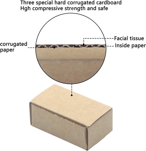 Ellbest 50Pcs Foldable Kraft Boxes, Rectangular Recyclable Cardboard for Packing, Shipping, Storage, 1.96x1.96x0.78