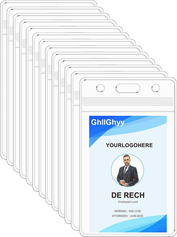 GhllGhyy 6 Pack Extra Thick Name Badge Holders, Durable & Sealable Waterproof Vertical