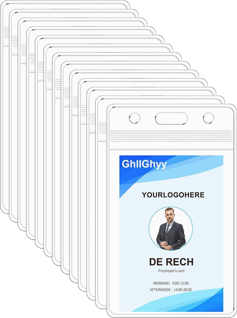 GhllGhyy 10 Pack Extra Thick Name Badge Holders, Heavy Duty & Sealable Waterproof