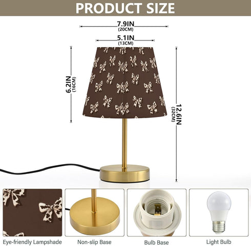 Kcldeci Bedside Table Lamp for Bedroom, Cow Print Ribbon Bows Farmhouse Desk Lamps for Nightstand with Fabric Shade