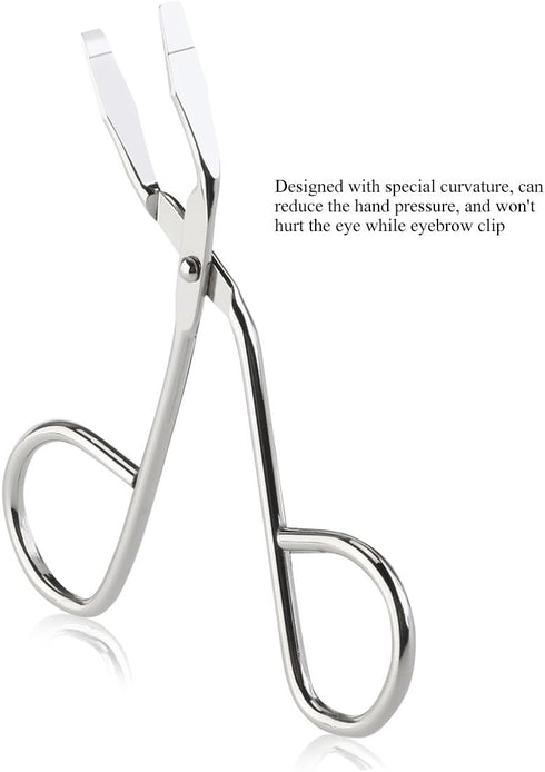 Seadiquiet Tweezers,Elbow Silver Stainless Steel Eyebrow Scissors Pliers Clip Scissors,Flat Tip Tweezers Hair Plucker