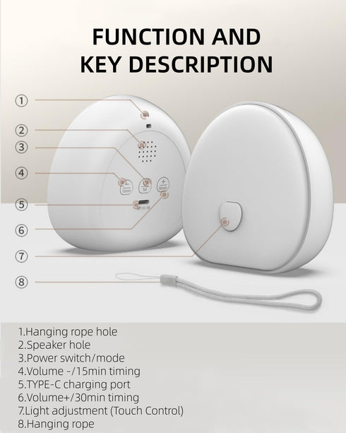 10 7 Dimmable Portable Sleep Sound Machine Night Light White Noise Machine with Soothing Sounds & Colors Night Light