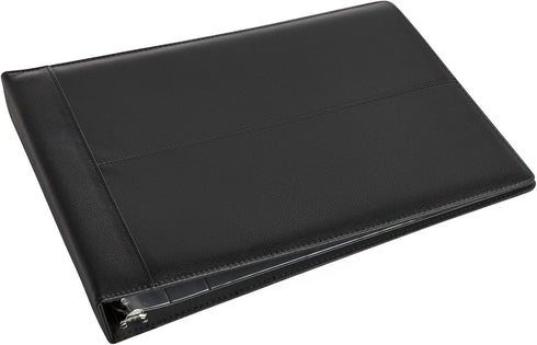 Juvale 7-Ring Business Check Binder for Checkbooks Organization, Black Faux Leather Folder for 600 Checks (14 x 10