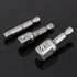 Power Drill Socket Adapter Set for Drills - 3pcs 1/4", 3/8", 1/2" Hex Square Socket Wrench Bit Nut Driver