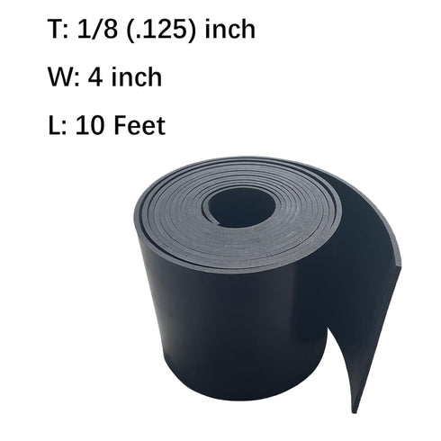 Neoprene Rubber Strips 1/8" Thick X 4" Wide X 10' Long, Wide Rubber Strip for Supports and Sound-proofing