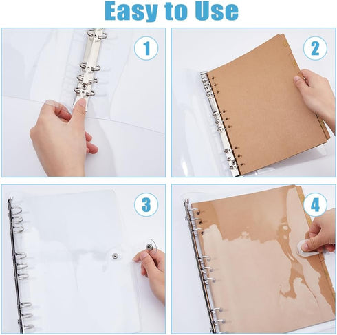SUPERFINDINGS 2PCS Clear B5 Notebook Binder, PVC Plastic Covers, 9-Ring Loose Leaf Binder, Clear Protector