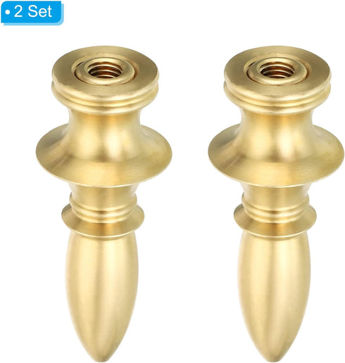 2.1" 2 Set 1/4-27 PATIKIL Tall Brass Lamp Finials Cap Knob, Lamp Screw Holder Tapped for Table and Floor Lamp Shade