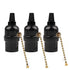 Phenolic Medium Base Light Socket with Pull Chain Switch,3 Pack TWDRTDD Black