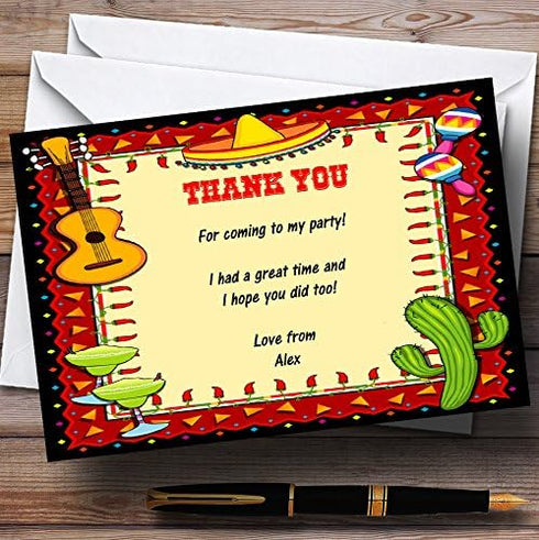 The Card Zoo Mexican Fiesta Personalized Birthday Party Thank You Cards