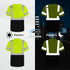 High Visibility Shirts for Men Class 3 Construction Shirts with Pocket, Hi Vis Reflective Safety Work Shirts for Men Women, Short Sleeve with Black Bottom, Durable & Breathable, Yellow 3XL