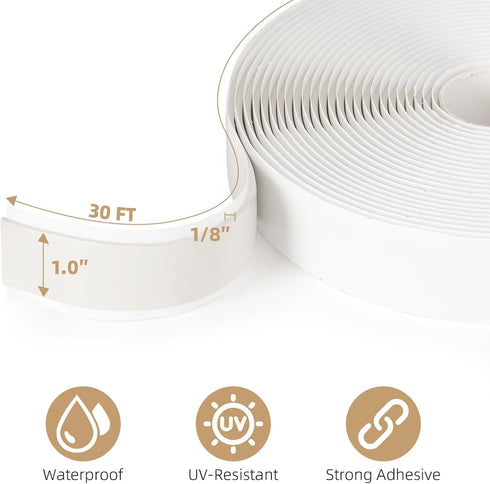 Premium Butyl Tape Black 1” x 30 Ft, 1 Pack, Hardening Caulk Tape for RV Window Glazing, Roofing, Plumbing