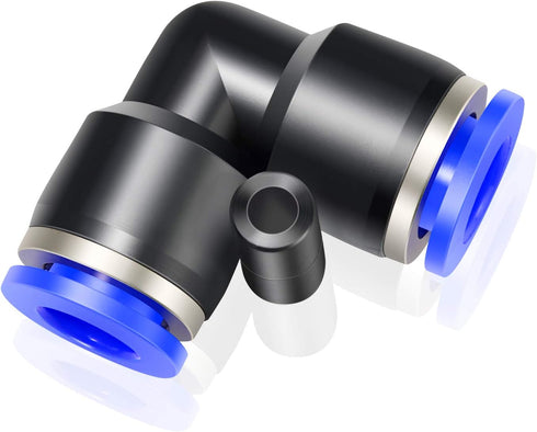 TAILONZ PNEUMATIC Blue Elbow 2 Ways - 10MM Tube OD 90 Push to Connect Tube Quick Fittings (Pack of 2)