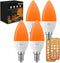 E12 Amber Sleep Light Bulbs 1600K with Remote Control, Candelabra Blue Light
