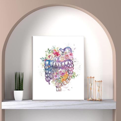 Set 6(12x16),Floral CHDITB Medical Human Anatomy Wall Art, Medical Anatomical Art of Heart Skull Medical Office Decor