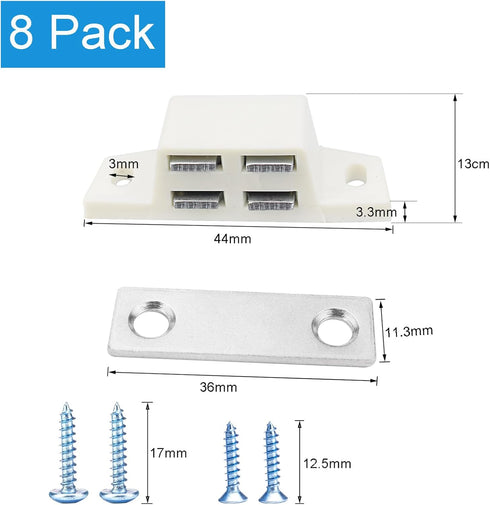 luckkyme 8 Pack Heavy Duty Shutter Hardware Magnetic Cabinet Catch Door Latch with Mounting Screw for Home Furniture