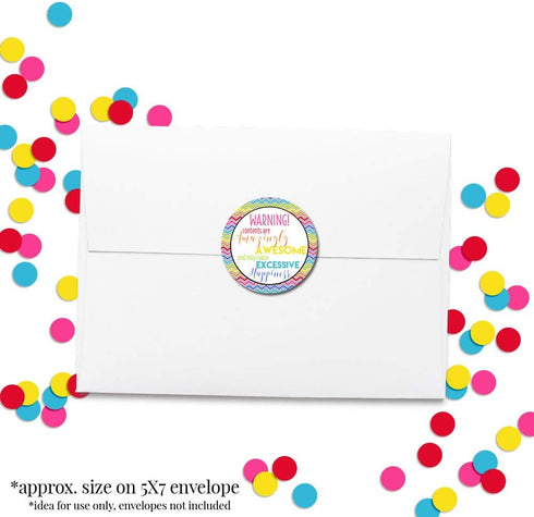 Warning Contents are Awesome Thank You Customer Appreciation Sticker Labels, 60 Circle Stickers for Small Businesses