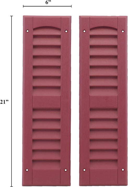 6" 21", 1 Shed Windows and More Louvered Shed Shutter or Playhouse Shutters Maroon X Pair