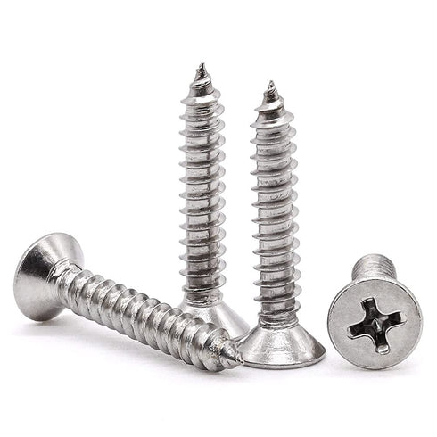 Glvaner #14 x 1-1/4 inch Flat Head Wood Screws, 50 pcs 304 Stainless Steel Self Tapping Screw