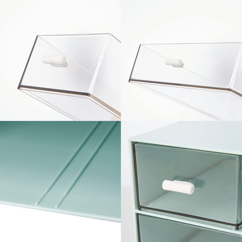 LETURE Desk Organizer with 4 Drawers - Clear Plastic Storage Box for Office Supplies, Gel Pens, Pencils