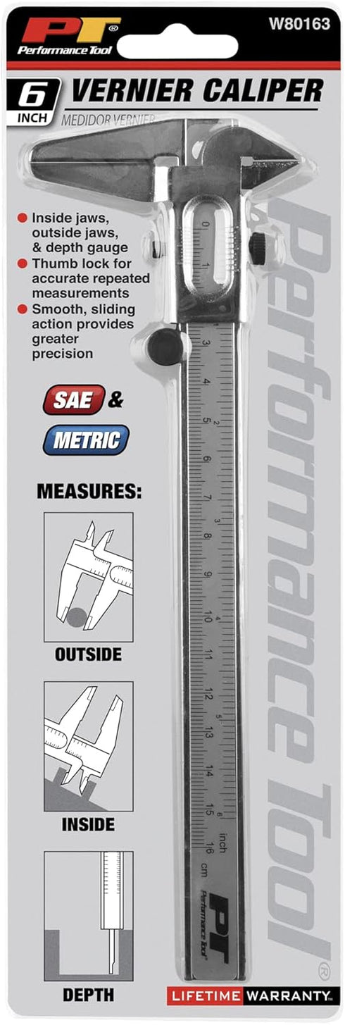 Performance Tool W80163 6-Inch Non-Digital Vernier Calipers Set