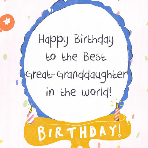 Prime Greetings Birthday Card for Great Granddaughter, Eco-Friendly, Thick Card Stock with Premium Envelope