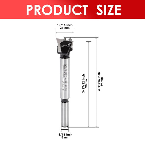 13/16" Forstner Drill Bit for Precise Woodworking, Durable YG8 Carbide, Ideal for Hard Wood and Plastic