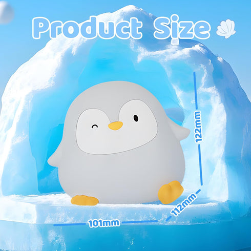 50H/12H 30-Min Dimmable Penguin Silicone Night Light, Long Battery Life Touch Lamp with Auto-Off Timer, Soft Glow