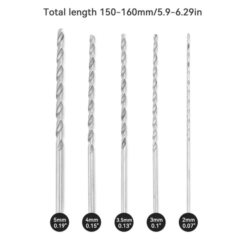 2-5mm Drill Bit Set, 5pcs HSS Steel Shank Twist Drill Bits for Metal Woodworking Tools